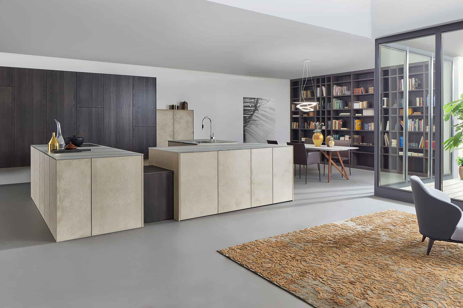 Image of kitchen cabinets area with beautiful interior