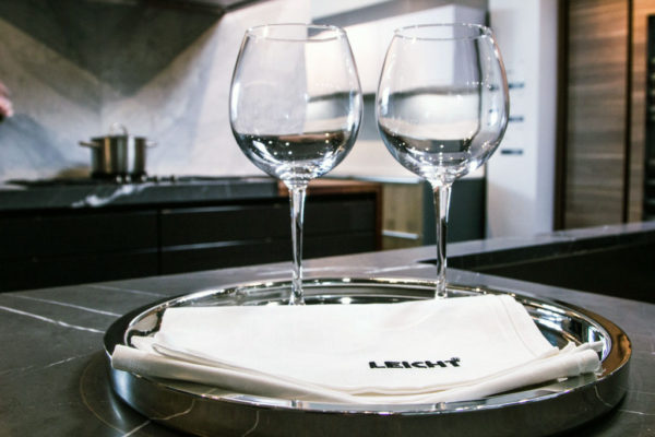 napkin and wine glasses on platter