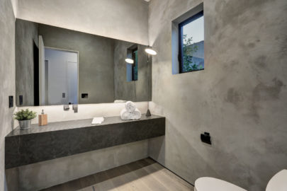 sleek grey washroom