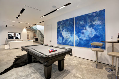modern game room with pool table