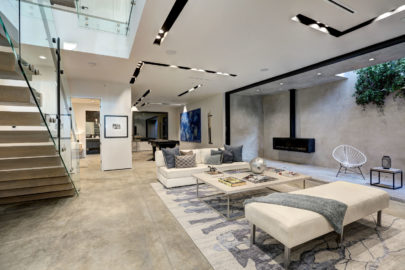 luxury modern living room and stairway