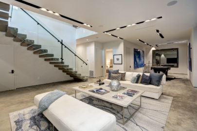 ultra modern living room and stairway