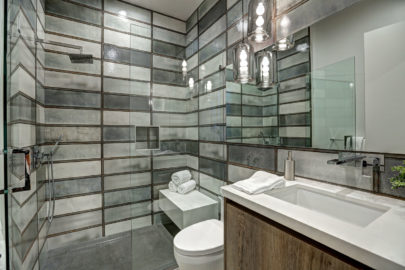 modern bathroom with subway tiles